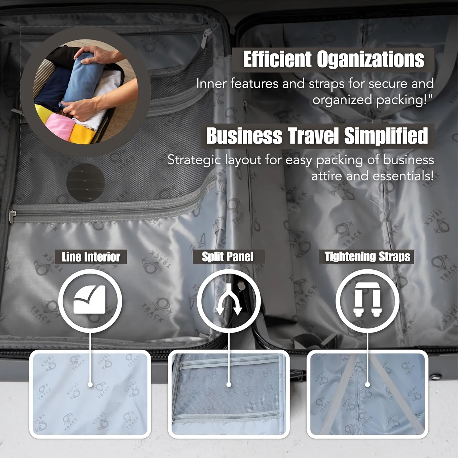 1 Piece Carry on Luggage ABS PC Hardshell TSA Lock Aluminum Trolley Spinner Wheels (Dark Grey, 4 Piece Set)