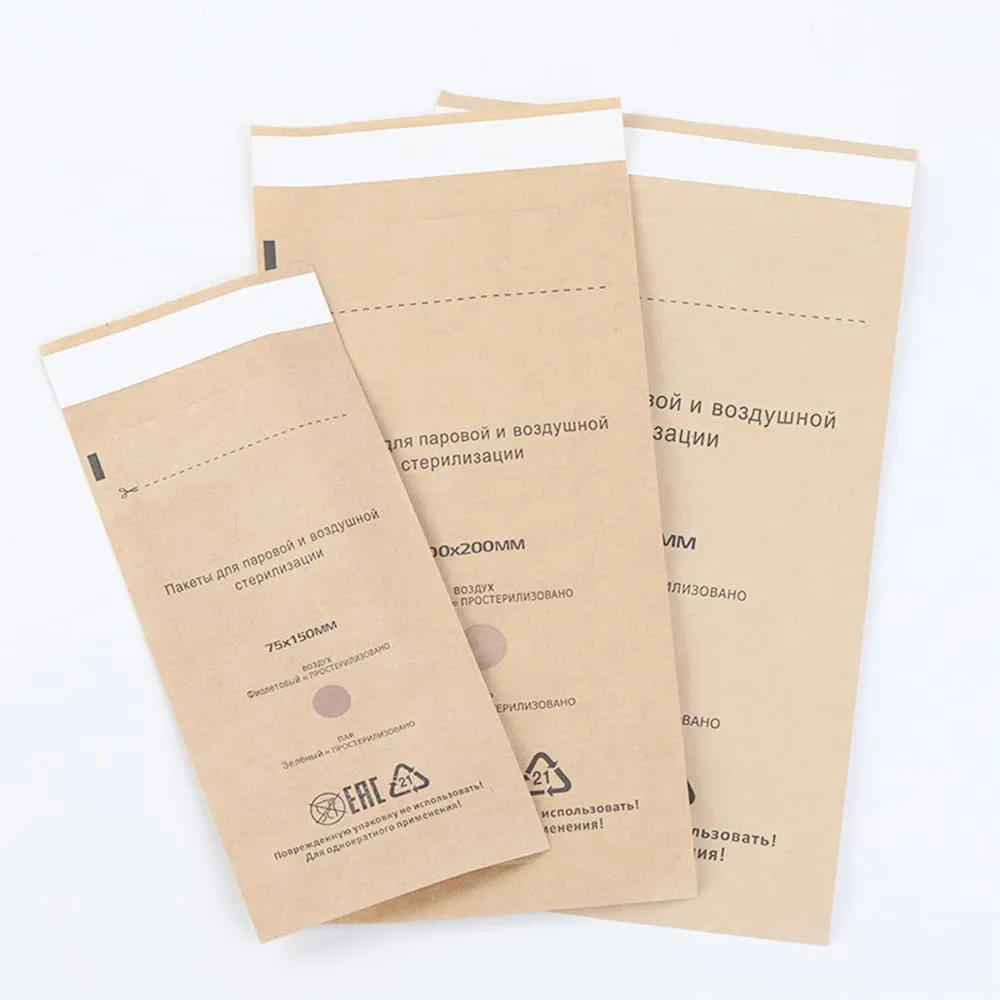 100 Self-Sealing Cleaning Pouches, Dry Heat Autoclave Kraft Paper Cleaning Bags for Dentist Tools and Nail Art Supplies (100mm x 200mm)