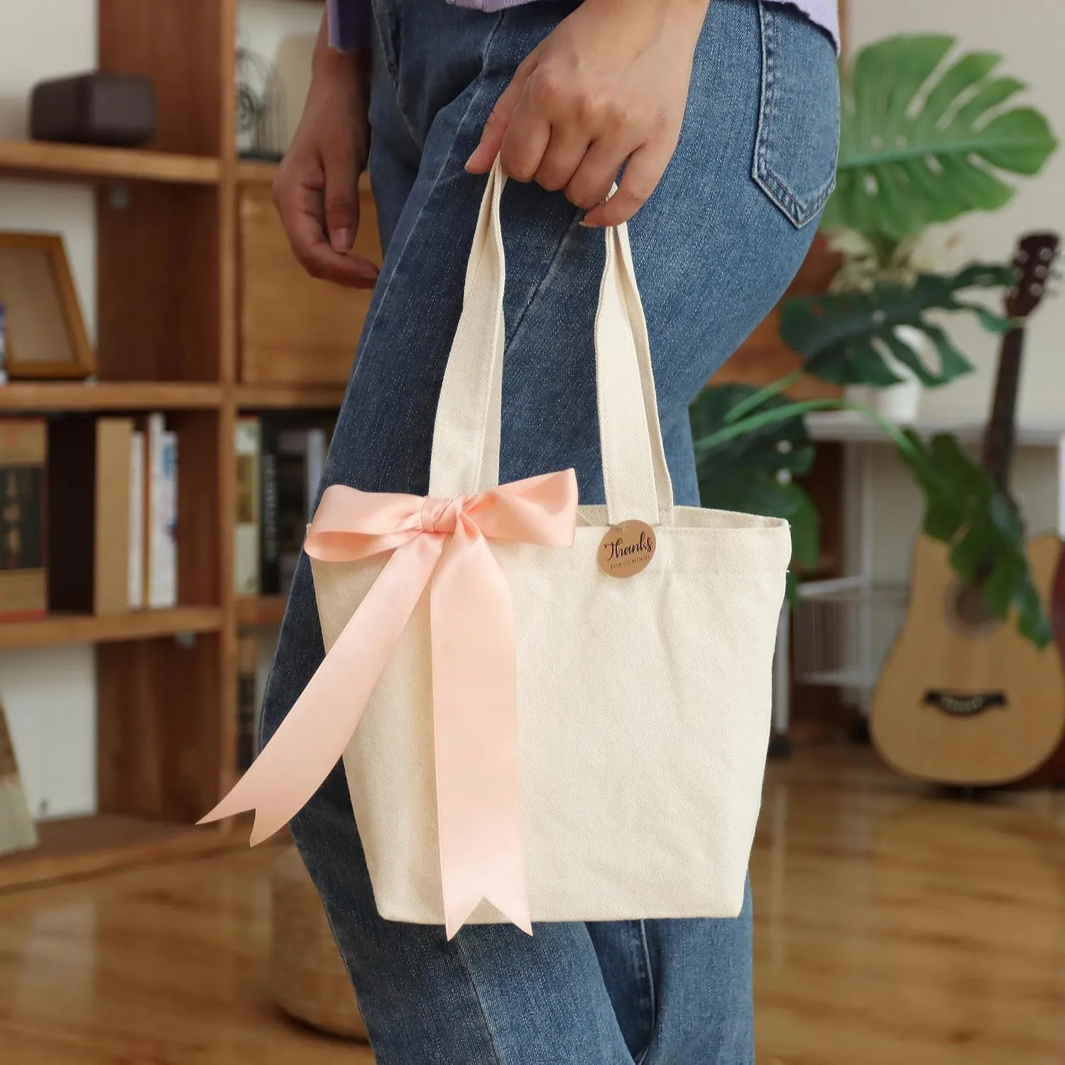 10" x 8" x 3"Mini Canvas Tote Bags for Fabric Painting Cotton Sturdy Bag Heavy-duty Gift Bags