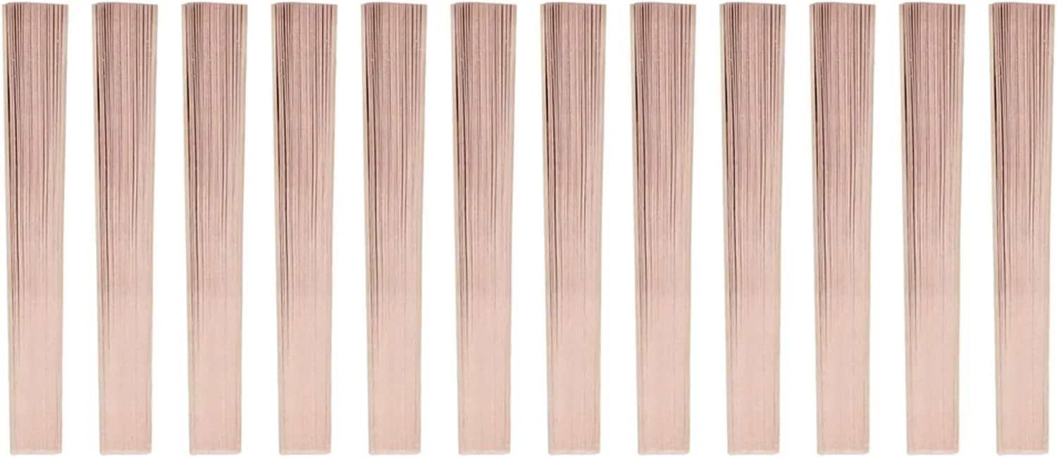 12Pcs Wooden Hand Fans, Hollow Folding, Chinese Handheld Fan, Ideal for Wedding or Party DIY Decoration, Lightweight and Portable