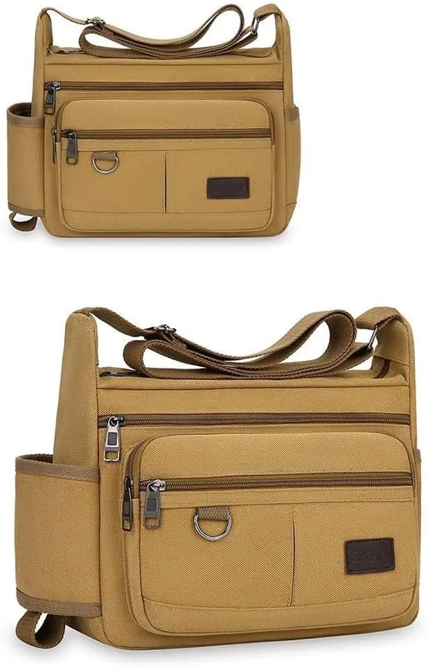 13" Canvas Crossbody Bag for Men & Women - Vintage Messenger Shoulder Bag - Military Satchel