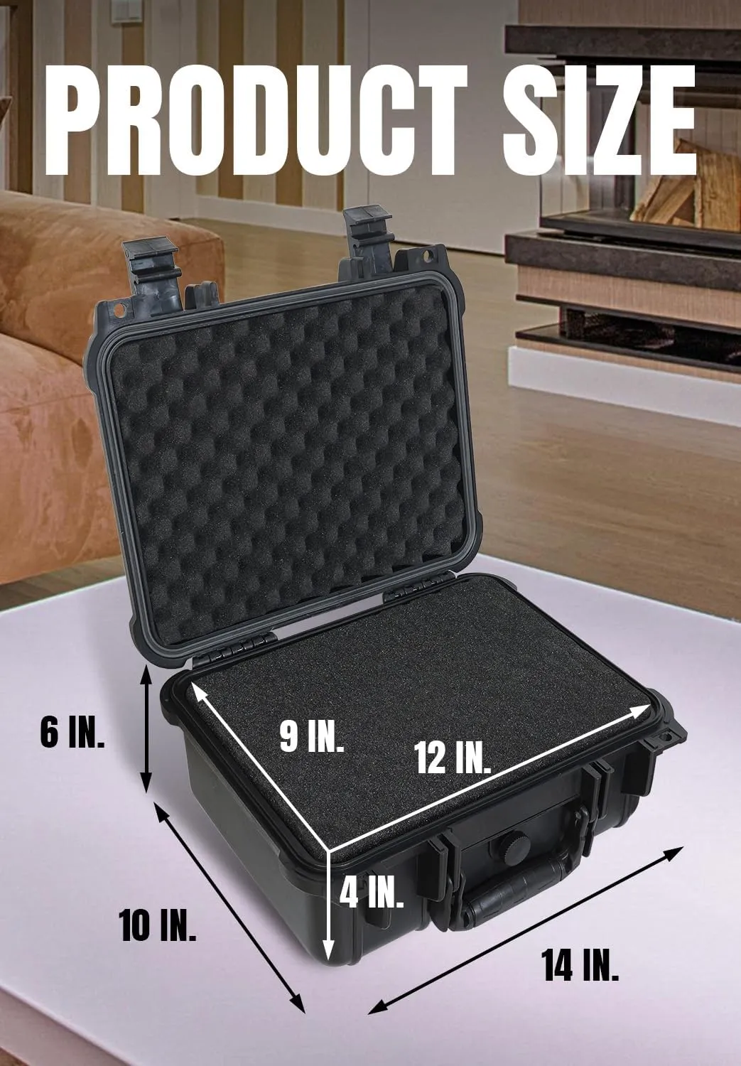 14x 11.5x 6 Inch Hard Case, Portable Weather Waterproof Protective Camera Case with Customizable Foam, Fit Use of Drones, Camera, Equipments, Black