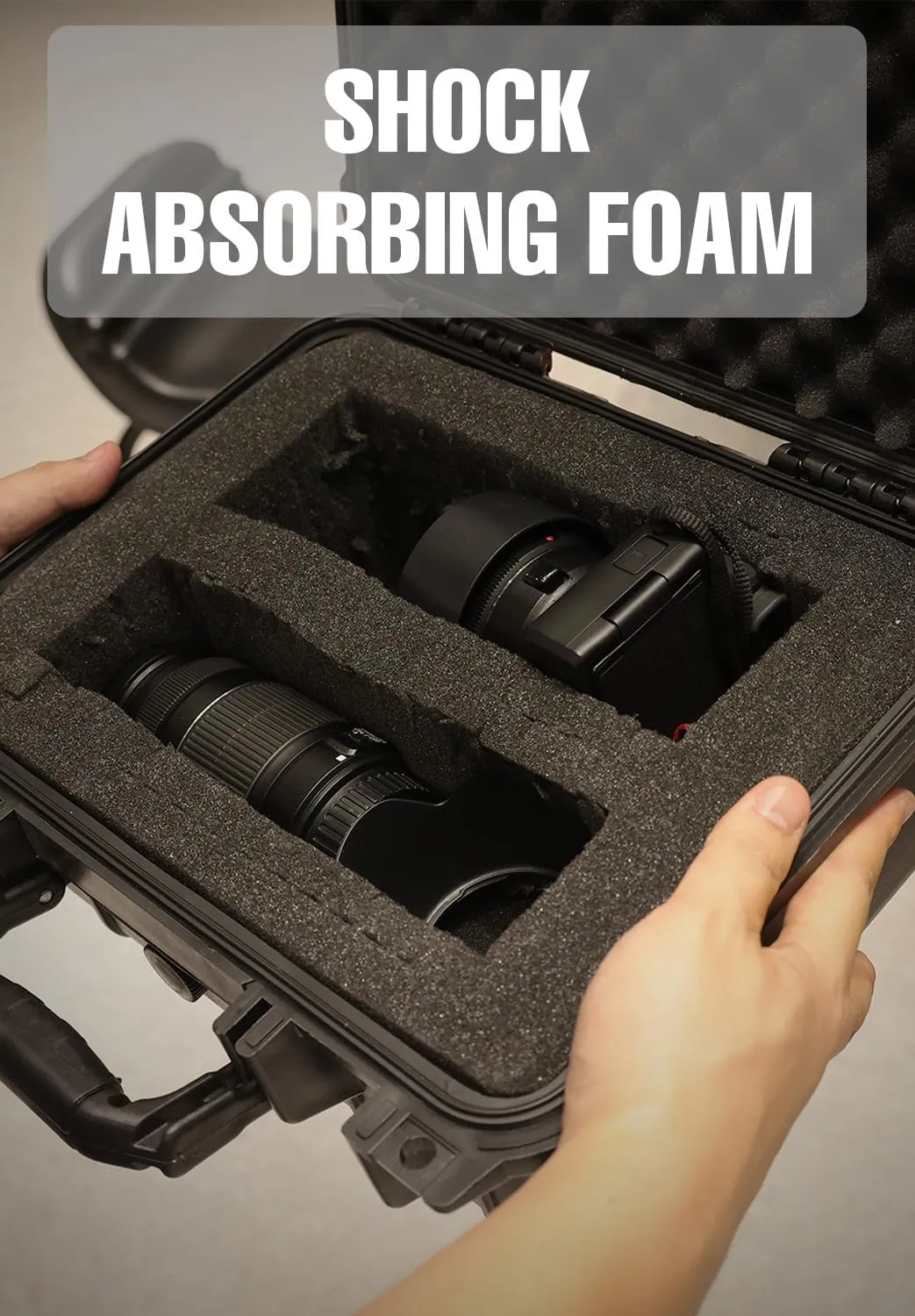 14x 11.5x 6 Inch Hard Case, Portable Weather Waterproof Protective Camera Case with Customizable Foam, Fit Use of Drones, Camera, Equipments, Black