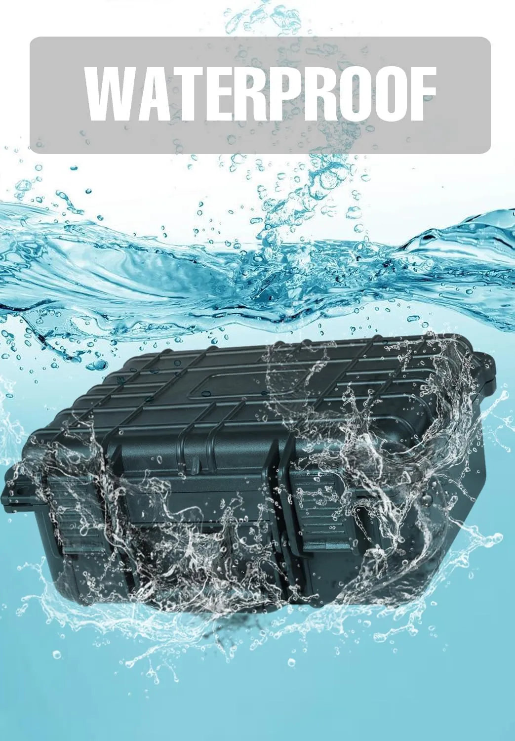 14x 11.5x 6 Inch Hard Case, Portable Weather Waterproof Protective Camera Case with Customizable Foam, Fit Use of Drones, Camera, Equipments, Black