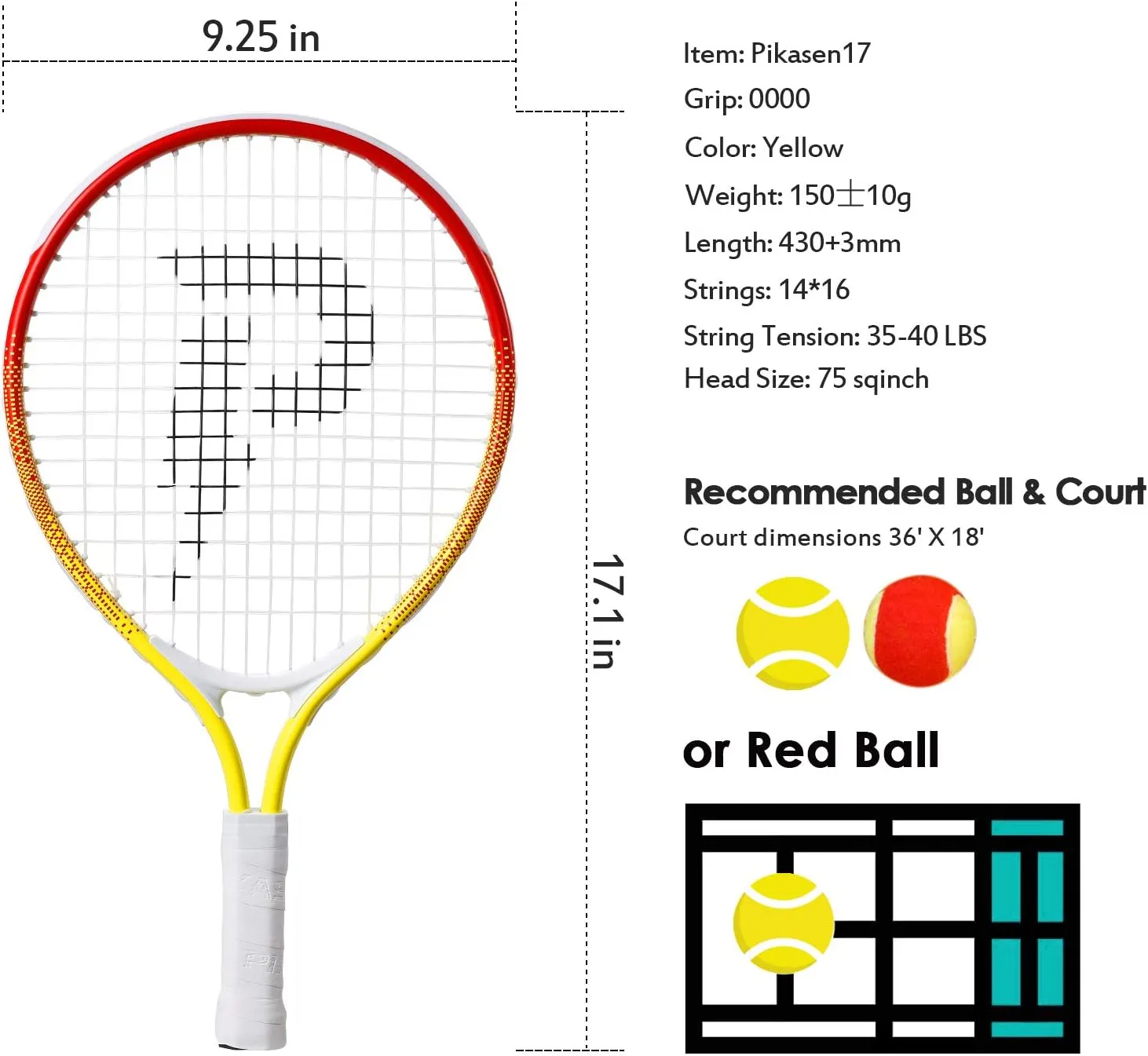 17"-25" Kids Tennis Racket Best Starter Kit for Kids Age 4 and Under with Shoulder Strap Bag and Mini Tennis Racket Toddler Tennis Raquet