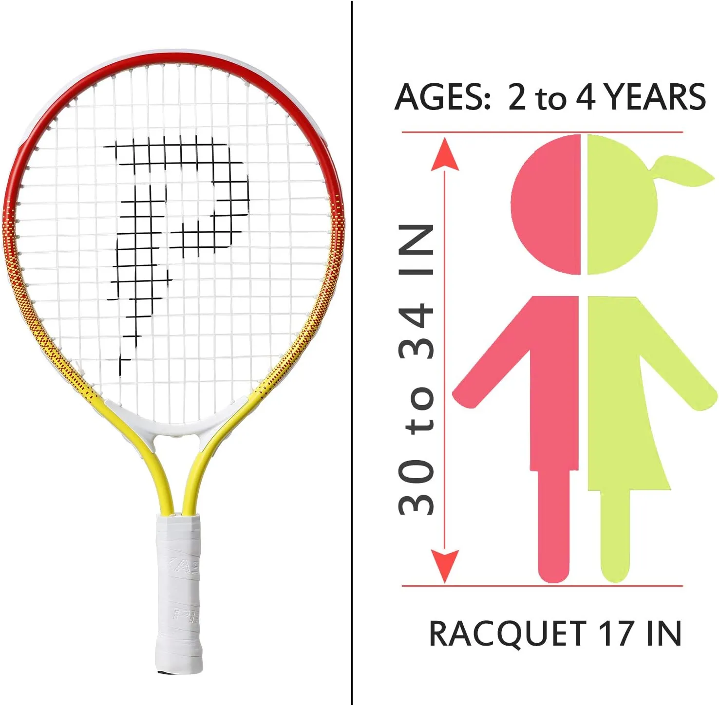 17"-25" Kids Tennis Racket Best Starter Kit for Kids Age 4 and Under with Shoulder Strap Bag and Mini Tennis Racket Toddler Tennis Raquet
