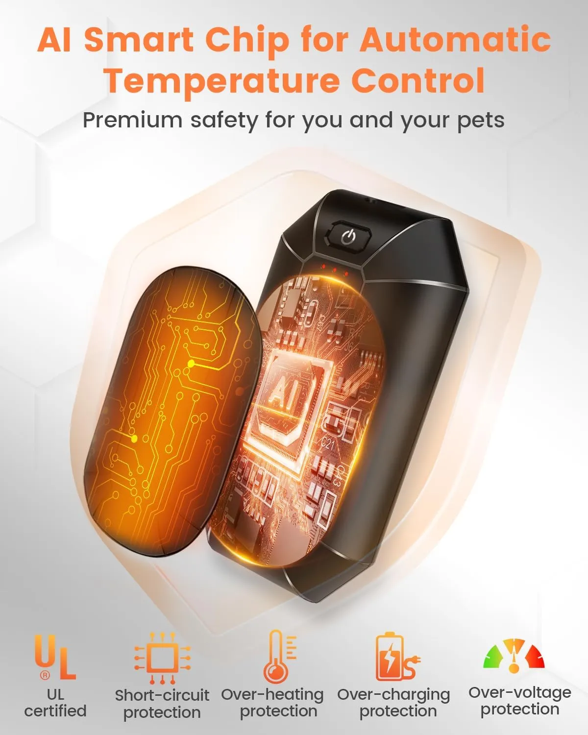 2 Pack AI Hand Warmer Rechargeable, Portable Electric Hand Warmers Reusable, USB Handwarmers, Outdoor/Indoor/Work/Studying/Camping/Hunting/Golf/Pain Relief/Game/Warm Gifts for Men Women Kids