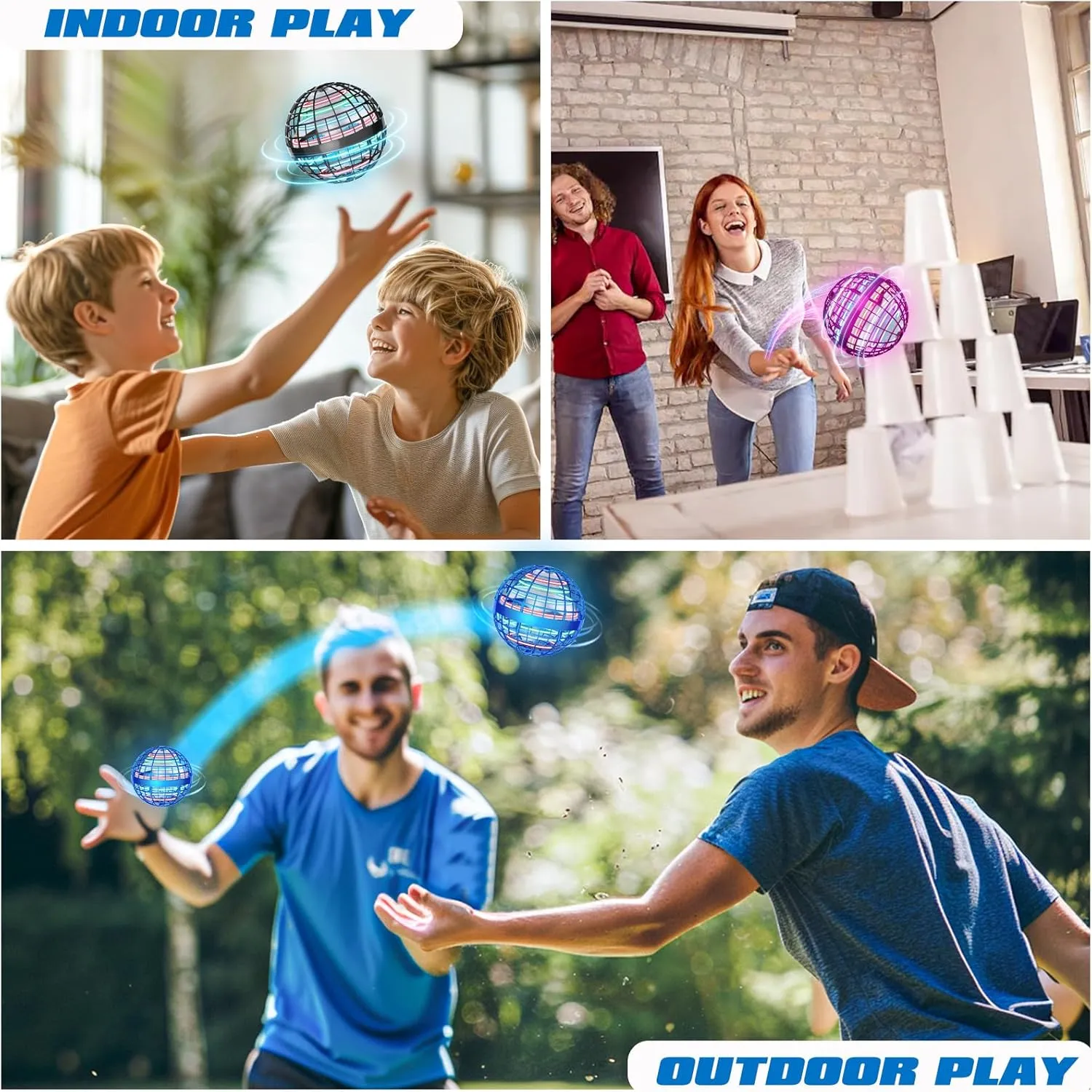 2025 Flying Orb Ball - AI Cool Novelty Gift Galaxy Boomerang Hand Drone Magic Floating Orbit Hover Mini Outdoor Fidget Toy for Boys Girls Teens Kids Blue
