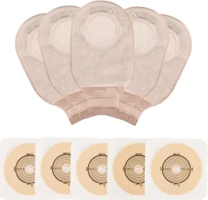 21 PCS Colostomy Bags,Ostomy Supplies, Two Piece Drainable Ostomy Pouch with Closure,Ostomy Bag for Ileostomy Stoma Care, Cut-to-Fit(15pcs Bags 6pcs Barrier)