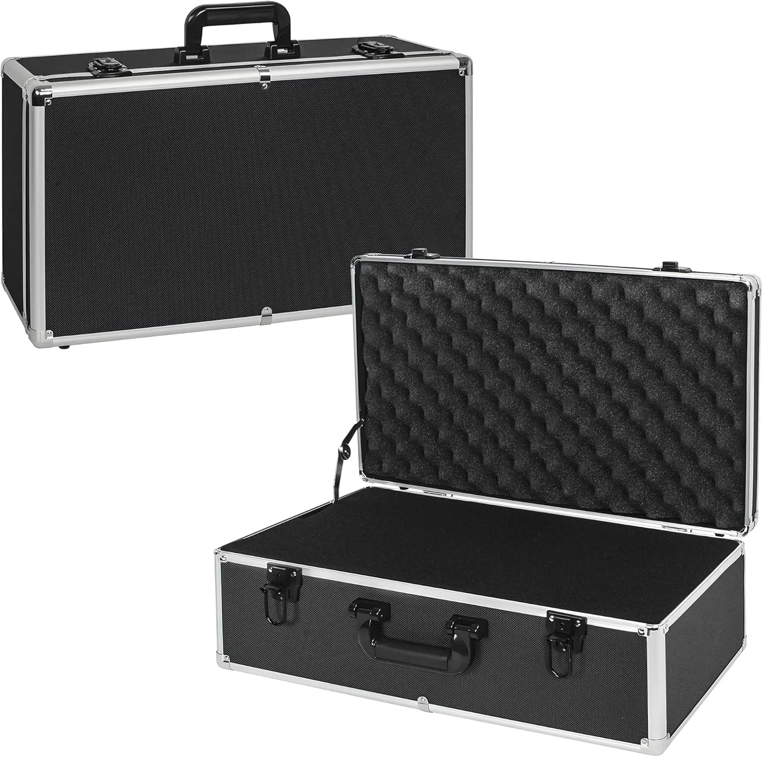 22 Inch Hard Carrying Case Ideal for Wireless Mic System Storage & Camera Gear Transportation, Aluminum Alloy Sturdy Build, Customizable Pre-Diced Foam, Black