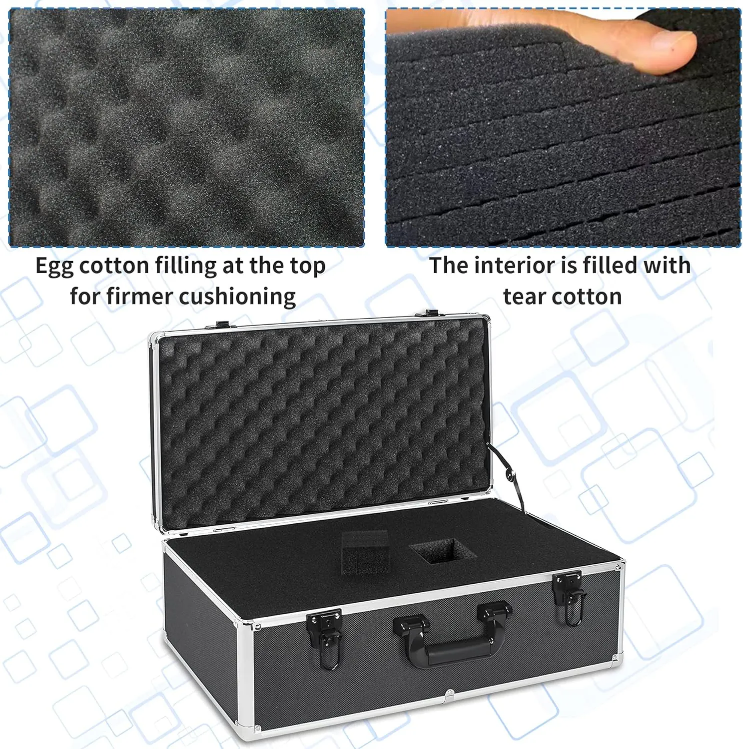 22 Inch Hard Carrying Case Ideal for Wireless Mic System Storage & Camera Gear Transportation, Aluminum Alloy Sturdy Build, Customizable Pre-Diced Foam, Black
