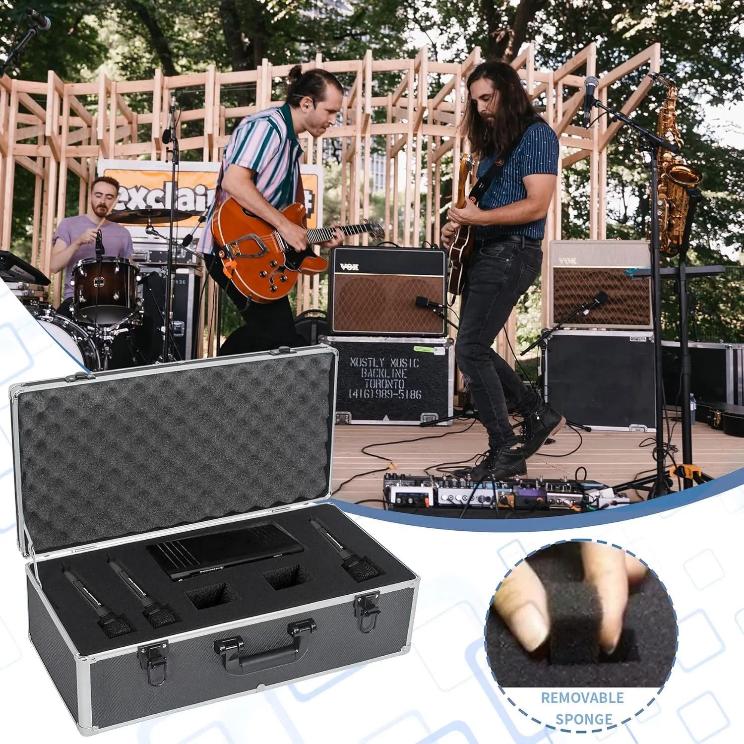 22 Inch Hard Carrying Case Ideal for Wireless Mic System Storage & Camera Gear Transportation, Aluminum Alloy Sturdy Build, Customizable Pre-Diced Foam, Black