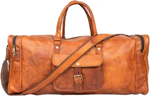 24" Genuine Leather Duffel Bag for Men and Women - Large Travel, Gym, and Overnight Weekender Bag - Handmade with Premium Leather - Durable, Spacious, and Stylish Luggage for Adventure