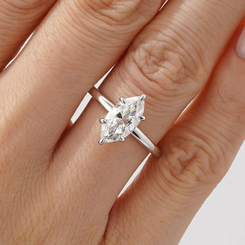 2ct Solitaire Moissanite Engagement Ring for women, D Color VVS1 Clarity, 14K Gold Vermeil, Wedding Promise Ring
