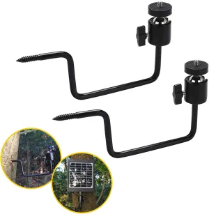 2pcs Trail&Game Camera Accessories Hunting Cam Tree Mount Wall Holder Stand, 1/4''-Inch Universal Fishing & Solar Panels Accessories Multifunctional Metal Bracket (Black)
