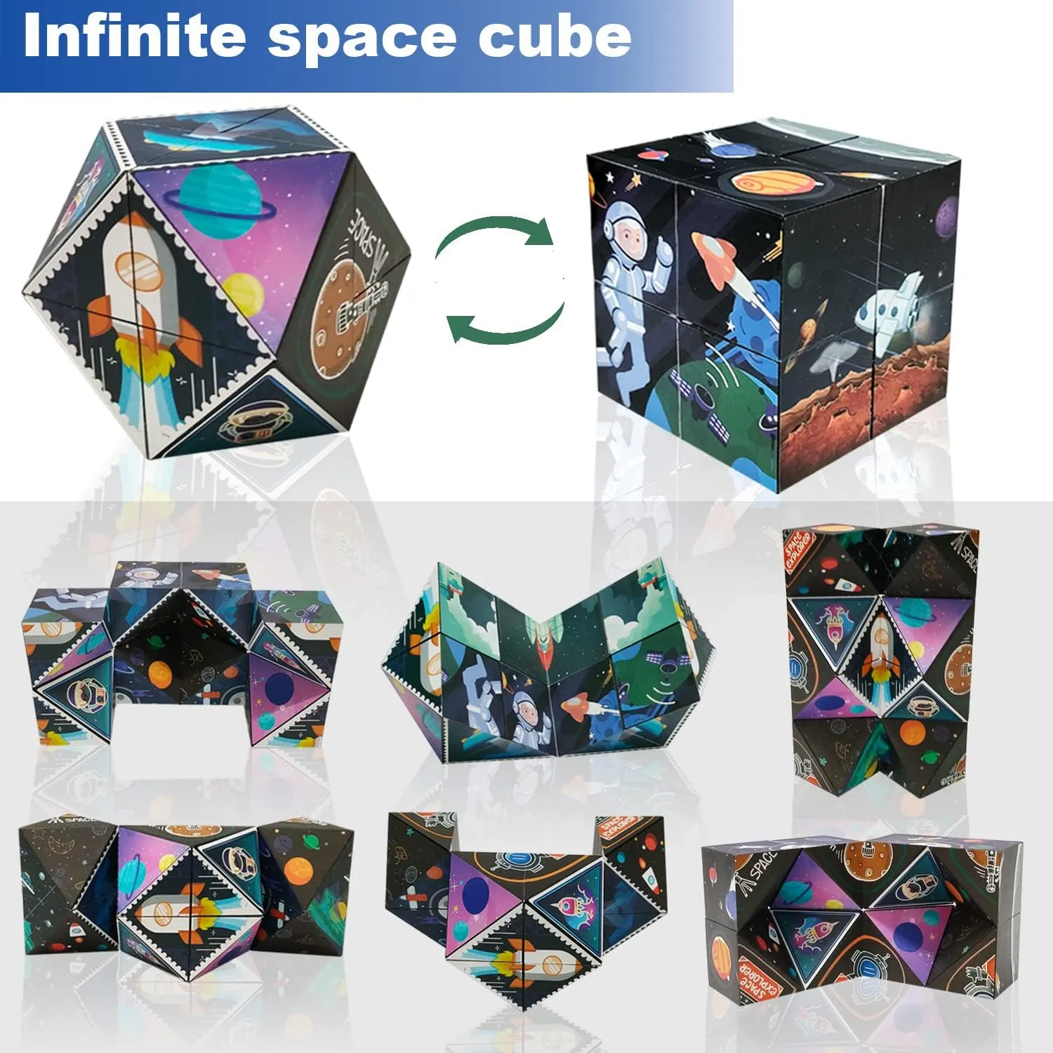 3D Flips Magic Cube Set, 3 Pack Infinity Cube Fidget Toys, Transforms Puzzle Cubes for Stress Anxiety Relief and Kill Time, Nice Gifts for Kids and Adults