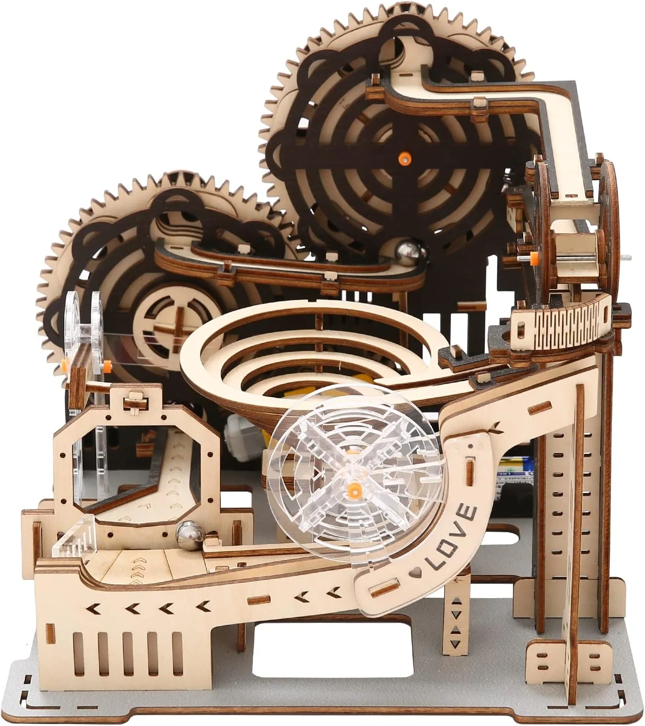 3D Wooden Puzzles for Adults, Marble Maze Run Model DIY Building Kits Block Craft, Rollercoaster Mechanical Gear Kit Hobbies Toys Valentines Birthday for Hobbyist, 196 PCS