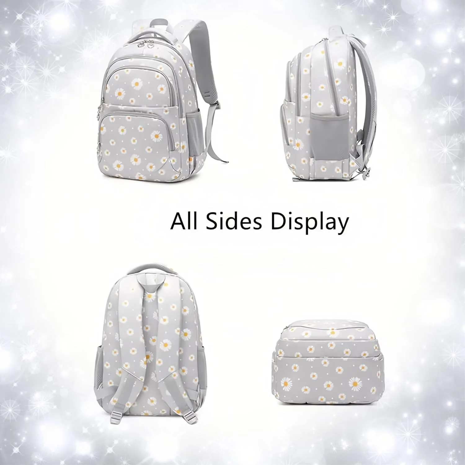 3Pcs Daisy Backpack for Girls with Lunch Box Kids School Bag with Lunch Bag Bookbag for Elementary School