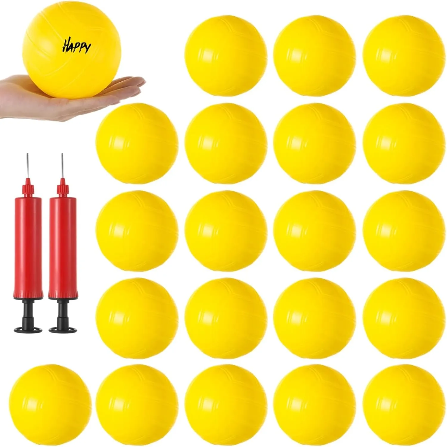 4 Mini Volleyball Balls Set of 20 with Pumps, Pool & Beach Game Balls, College Awards & Party Decor