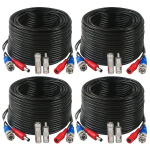 4 Pack 150 Feet BNC Video Power Cable Wire Video Security Camera Wire with Connectors for CCTV Camera DVR Surveillance System