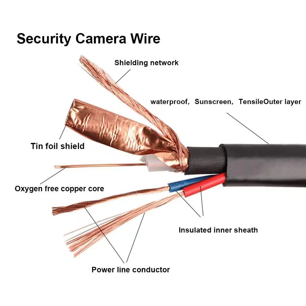 4 Pack 150 Feet BNC Video Power Cable Wire Video Security Camera Wire with Connectors for CCTV Camera DVR Surveillance System