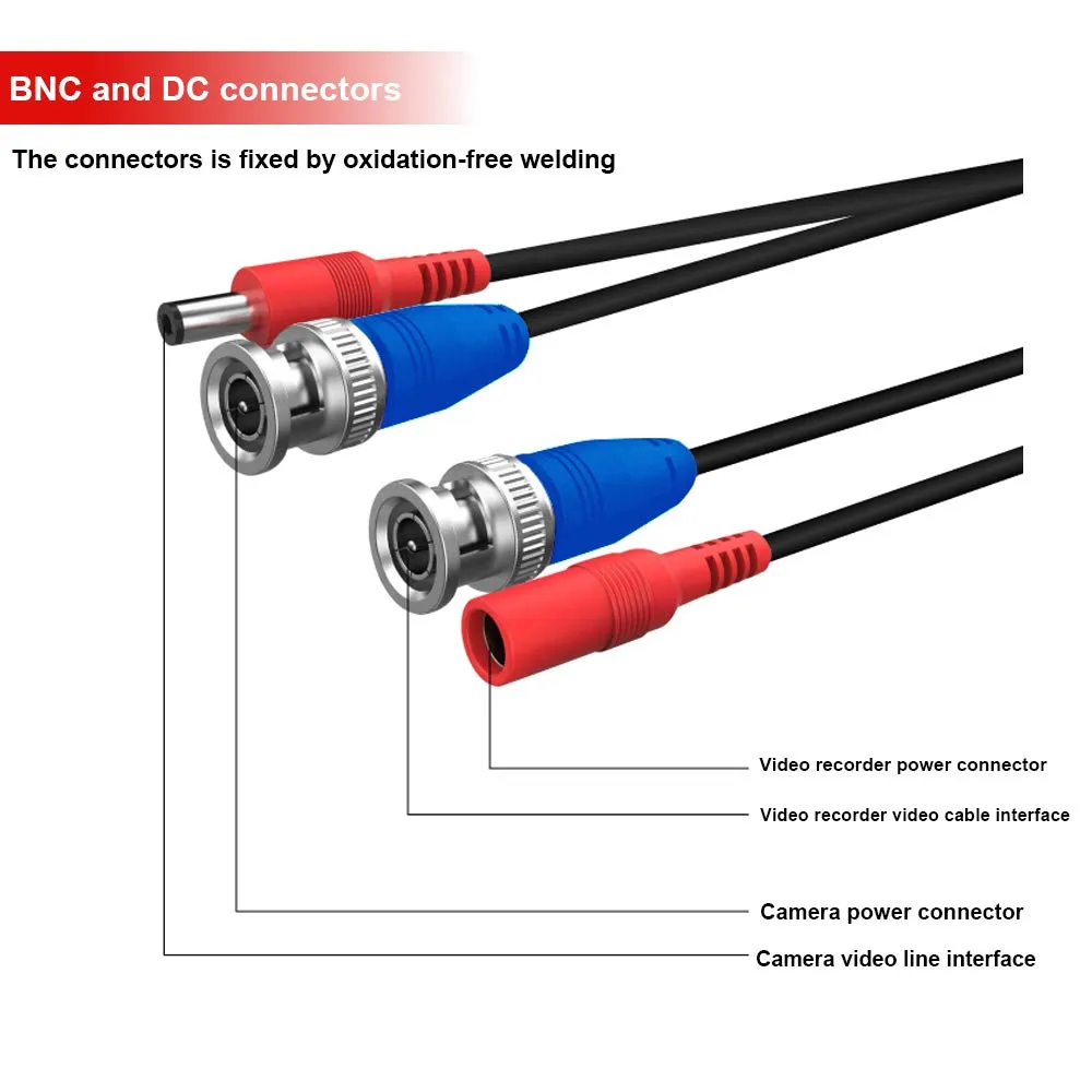 4 Pack 150 Feet BNC Video Power Cable Wire Video Security Camera Wire with Connectors for CCTV Camera DVR Surveillance System