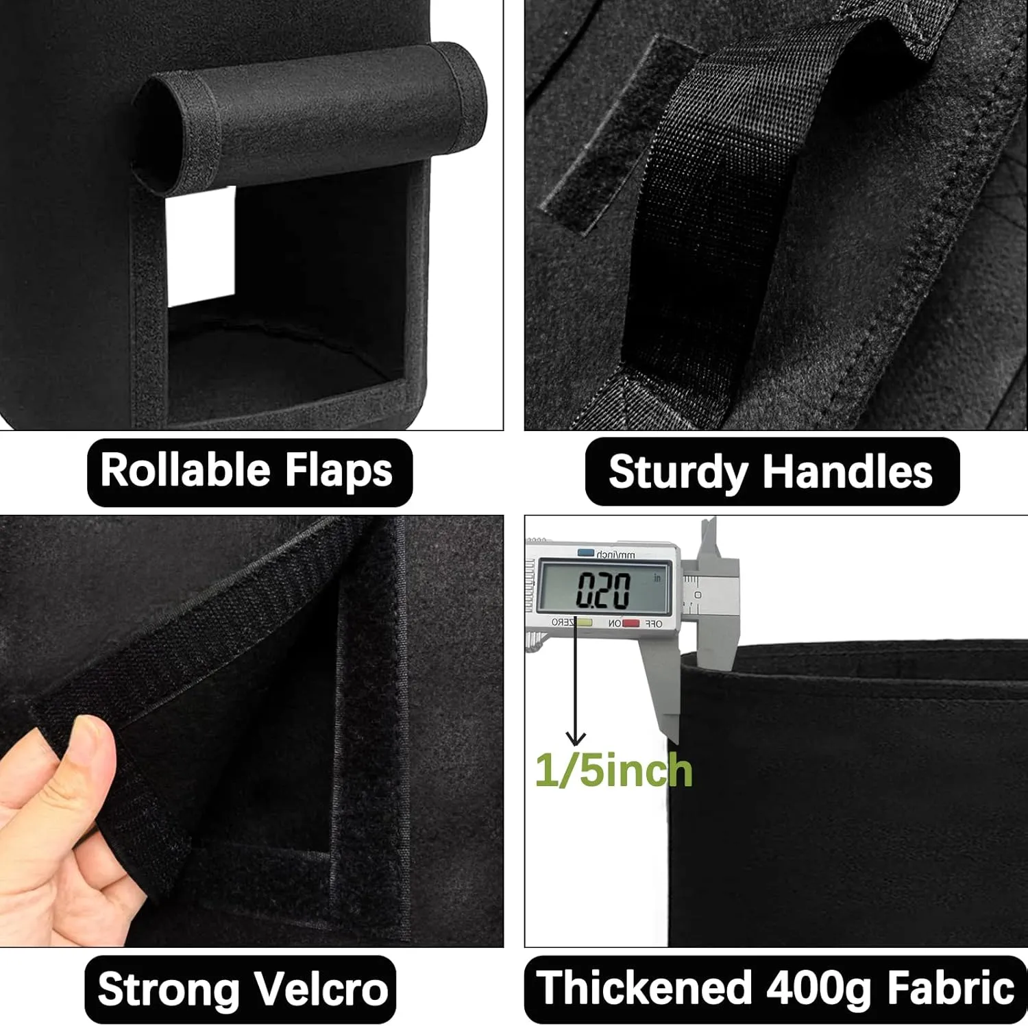 4 Pack 20 Gallon Grow Bags Heavy Dduty Nonwoven Potato Grow Bag with 2 Sturdy Handles&2 Windows,Thickened Plant Grow Bag for Potato,Tomato,Flowers,Vegetable Plants