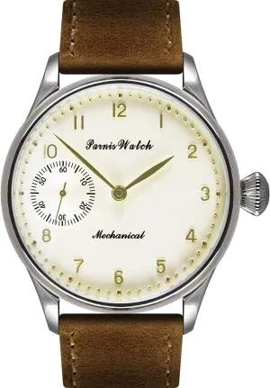 44mm PARNIS Butter Yellow dial Asian 6497/3600 Mechanical Hand Wind Movement Men's Watch Mechanical Watches PA-01154