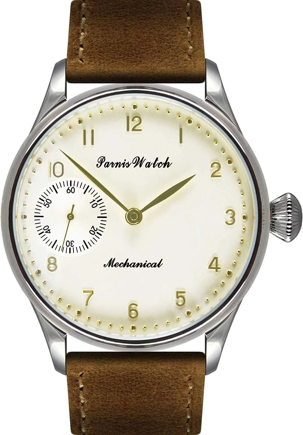 44mm PARNIS Butter Yellow dial Asian 6497/3600 Mechanical Hand Wind Movement Men's Watch Mechanical Watches PA-01154