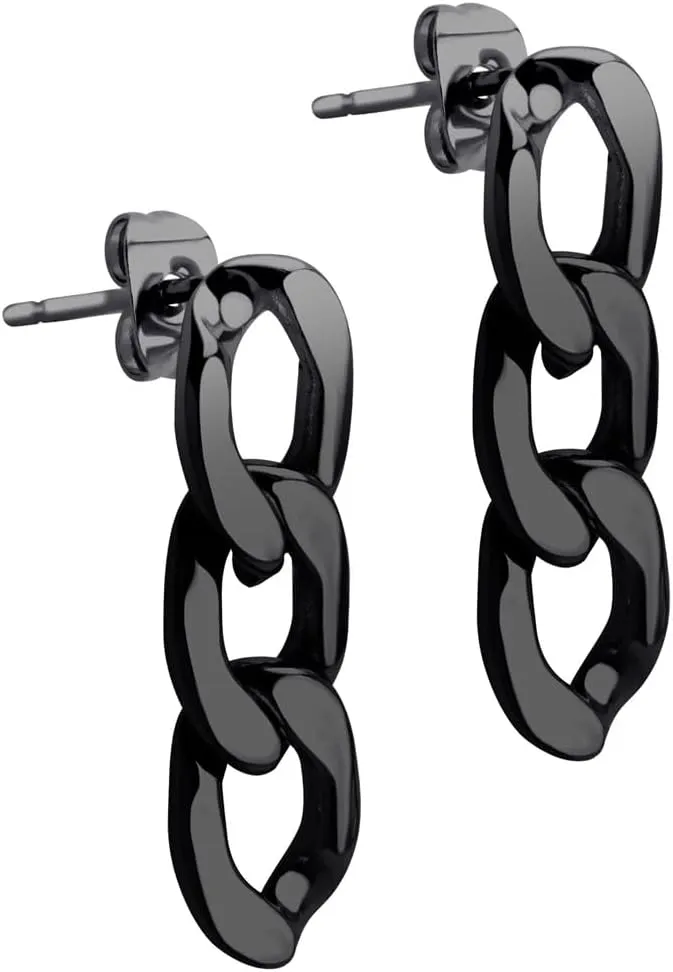 ‎555Jewelry Stainless Steel Cuban Link Chain Stud Earrings for Women & Ladies