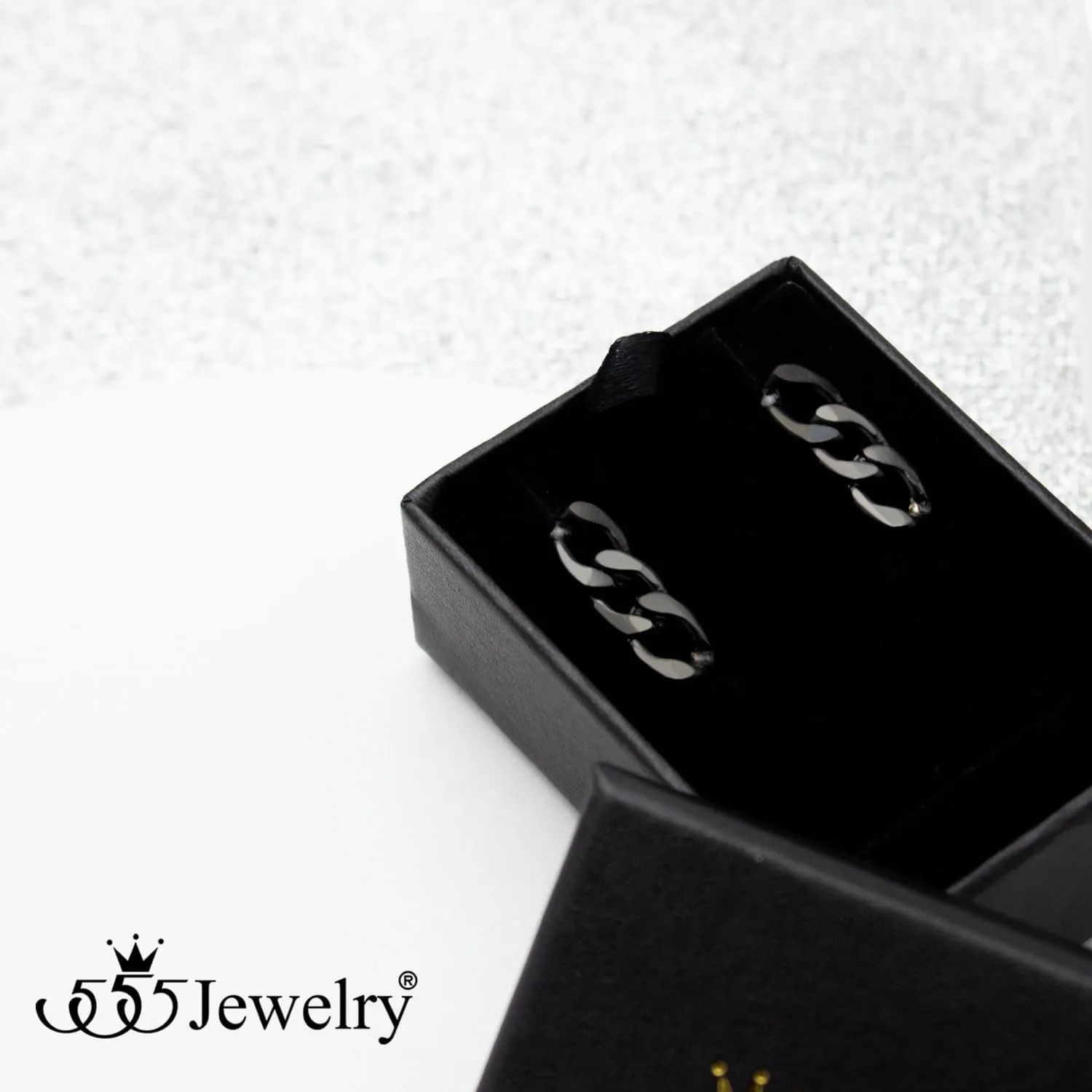 ‎555Jewelry Stainless Steel Cuban Link Chain Stud Earrings for Women & Ladies