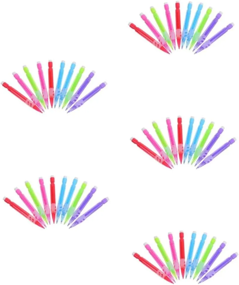 5sets 10pcs Mini Mechanical Pencils with Built Eraser Lightweight and Portable Pastel Colors for and Office Smooth Writing for Adults 10pcs*5