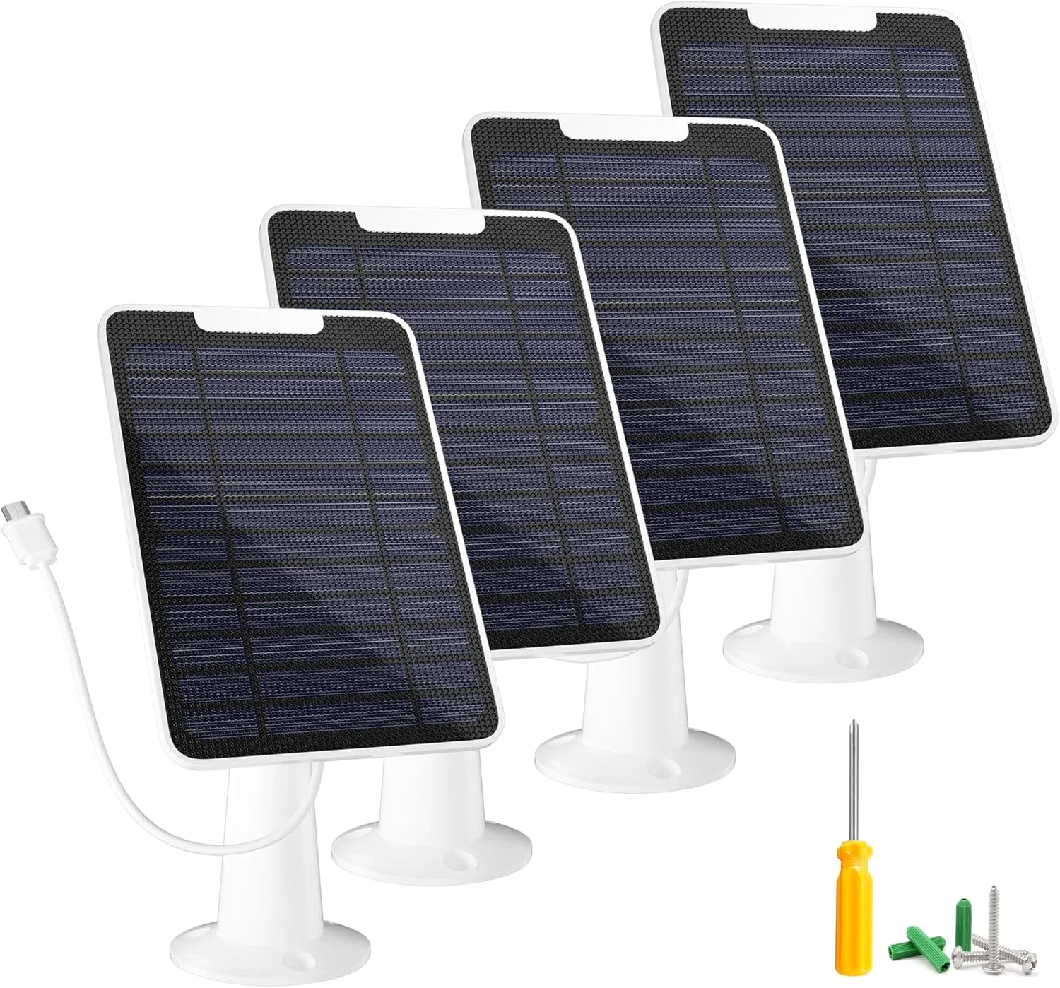 5W Solar Panel Charger Compatible with SimpliSafe Outdoor Security Camera only, with 13.1ft Waterproof Charging Cable, IP65 Weatherproof, Includes Secure Wall Mount & Screwdriver, 4 Pack