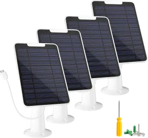 5W Solar Panel Charger Compatible with SimpliSafe Outdoor Security Camera only, with 13.1ft Waterproof Charging Cable, IP65 Weatherproof, Includes Secure Wall Mount & Screwdriver, 4 Pack