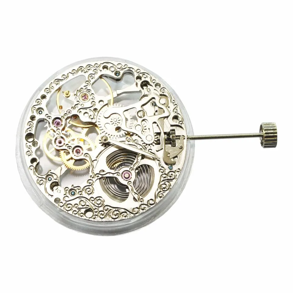 6497 movement Mechanical Hand winding fit PARNIS mens watch Full Skeleton