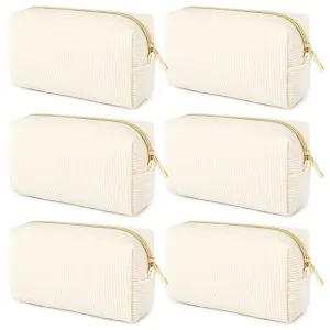 6PCS Bridesmaid Proposal Gifts Corduroy Beige makeup bag bulk for Wedding Party Favors Bachelorette party decorations Toiletry Organizer Bag Cosmetic Case Gift