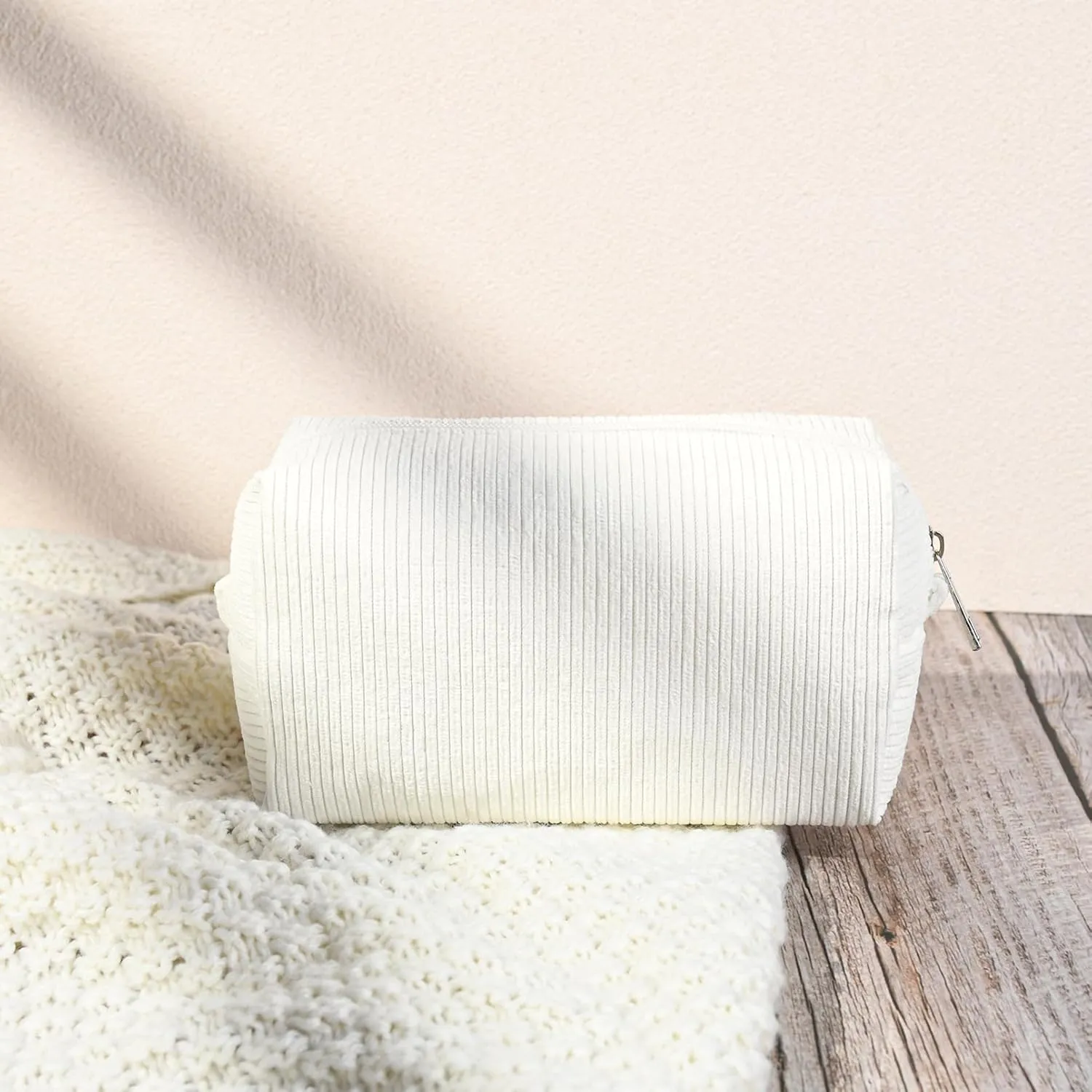 6PCS Bridesmaid Proposal Gifts Corduroy Beige makeup bag bulk for Wedding Party Favors Bachelorette party decorations Toiletry Organizer Bag Cosmetic Case Gift