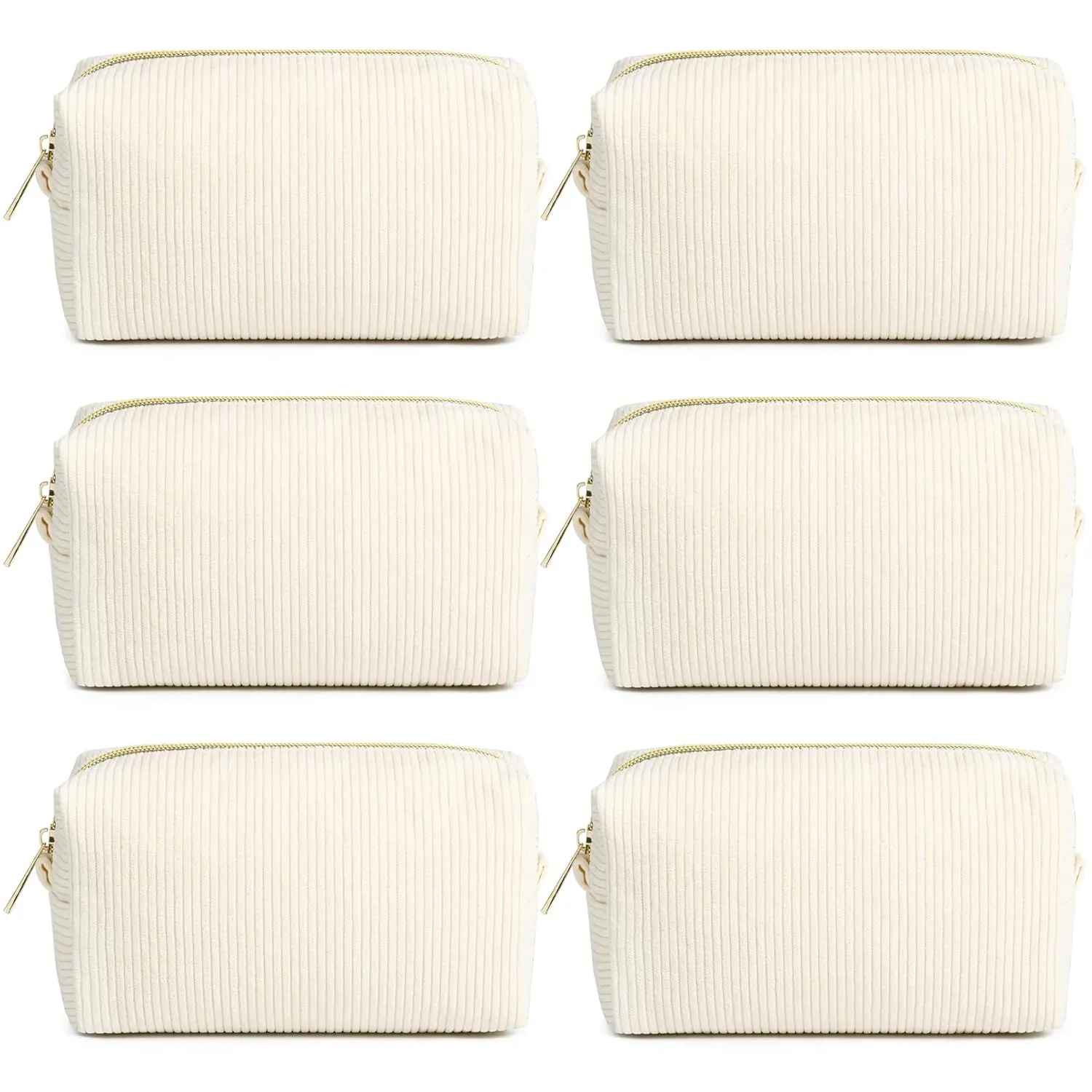 6PCS Bridesmaid Proposal Gifts Corduroy Beige makeup bag bulk for Wedding Party Favors Bachelorette party decorations Toiletry Organizer Bag Cosmetic Case Gift