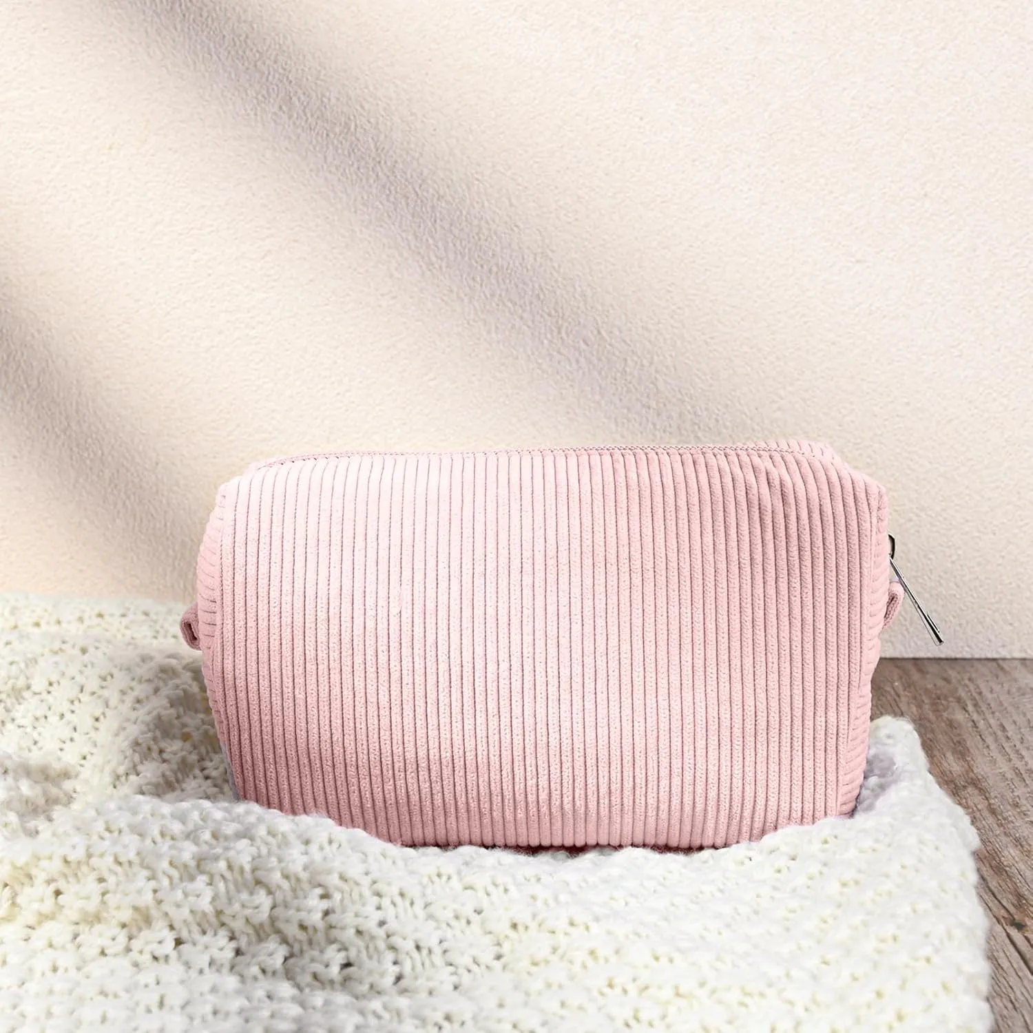 6PCS Bridesmaid Proposal Gifts Corduroy Pink makeup bag bulk for Wedding Party Favors Bachelorette party decorations Toiletry Organizer Bag Cosmetic Case Gift