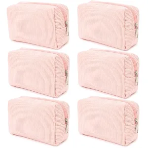 6PCS Bridesmaid Proposal Gifts Corduroy Pink makeup bag bulk for Wedding Party Favors Bachelorette party decorations Toiletry Organizer Bag Cosmetic Case Gift