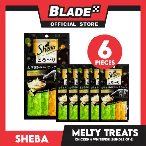 6pcs Sheba Melty Chicken and Chicken White Fish Flavors Hand Feed Lovingly 12g x 24 sachets Cat Treats
