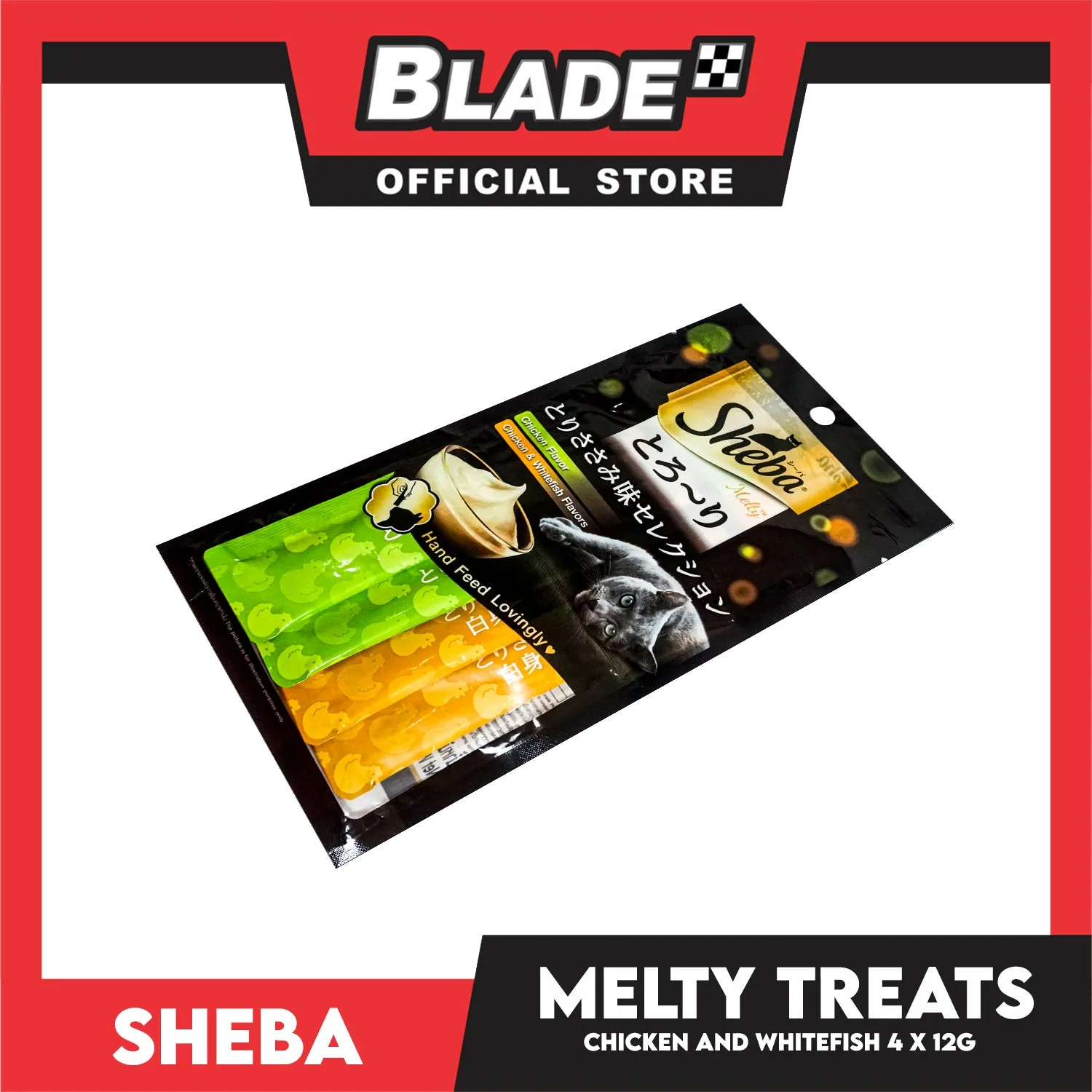 6pcs Sheba Melty Chicken and Chicken White Fish Flavors Hand Feed Lovingly 12g x 24 sachets Cat Treats