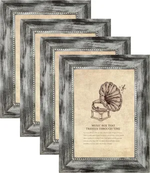 8x10 Picture Frames Set of 4 Vintage Photo Frame, Rustic Retro Photo Frame with Real Glass,Decorative Art Wall Mount and Tabletop Display Family Friends Wedding Gift