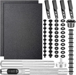 91 Pcs DIY Holster Kit Include Eyelet Hand Setter & Eyelet Combo Thermoform Sheet Holster Belt Clip with Screws Molle Clips Attachments for Making Knife Sheath Keel Guard