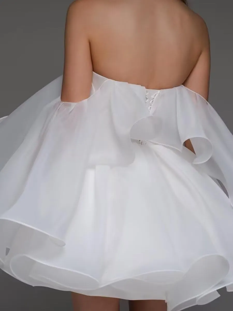 A-line Pleated Organza Prom Dress for Women, Short Off Shoulder Neck Homecoming Dress Formal Party Gown