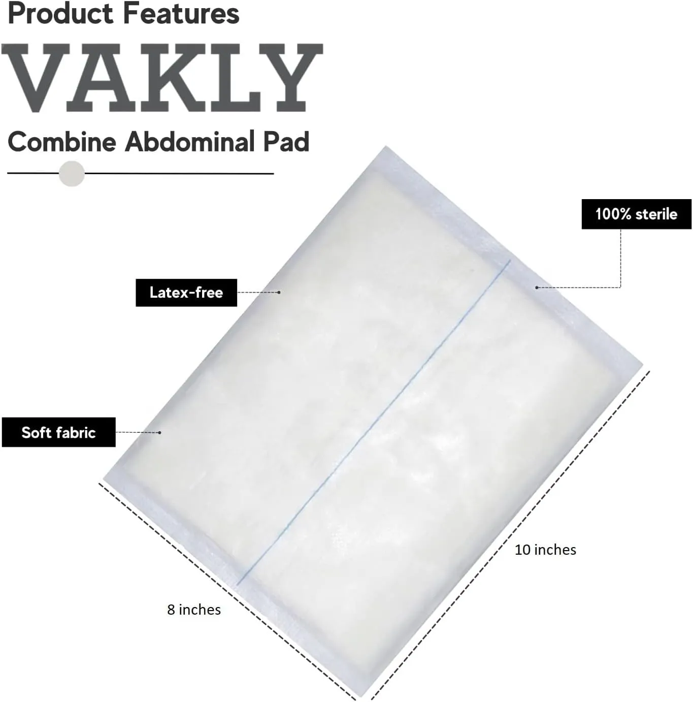 ABD Combine Abdominal Pads 8x10 [20 Pack] High Absorbency Sterile Individually Wrapped 8''x10'' Non-Adherent Absorbent Post-Op Gauze for Heavy-Draining Trauma and First Aid Wound Dressing (1)
