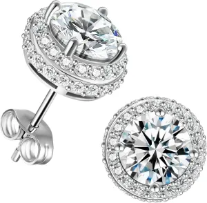 ABSOLUTE Moissanite Earrings Studs for Womens 2 Carat S925 Sterling Silver Stud Earrings D Color VVS1 Clarity