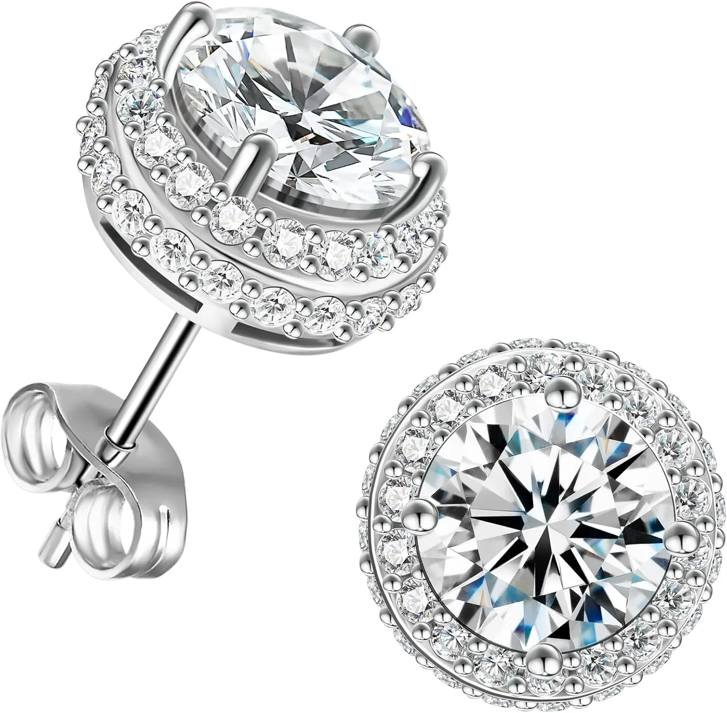 ABSOLUTE Moissanite Earrings Studs for Womens 2 Carat S925 Sterling Silver Stud Earrings D Color VVS1 Clarity