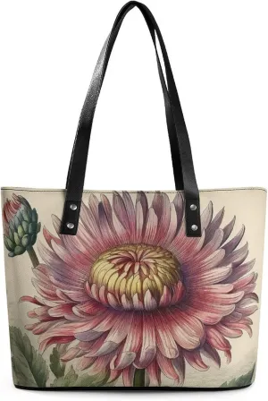 Abstract Floral Pattern Bag Purse Handbag for Women Top Handle Satchel Shoulder with Zipper Tote Bags Large