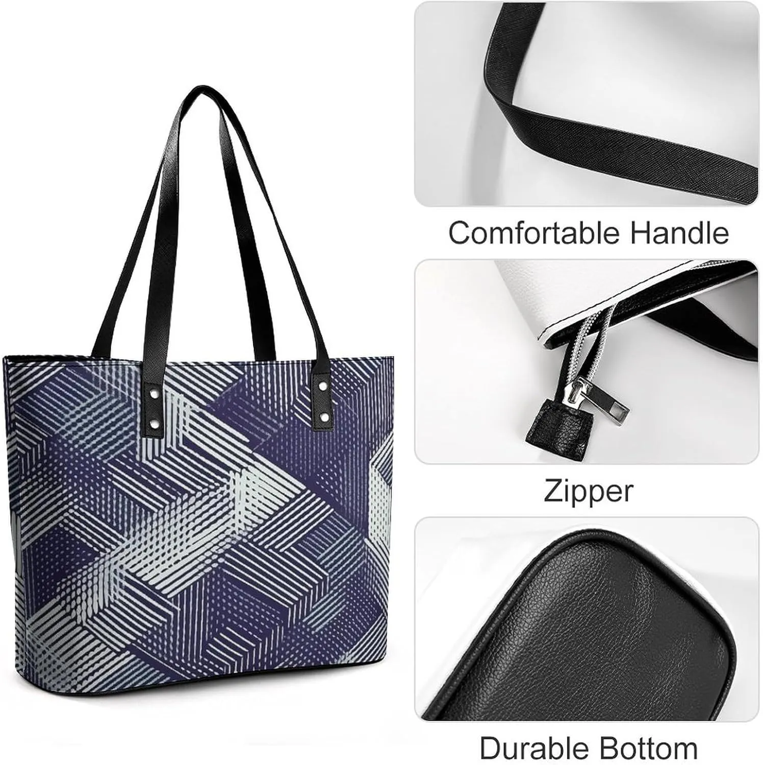 Abstract Floral Pattern Bag Purse Handbag for Women Top Handle Satchel Shoulder with Zipper Tote Bags Large